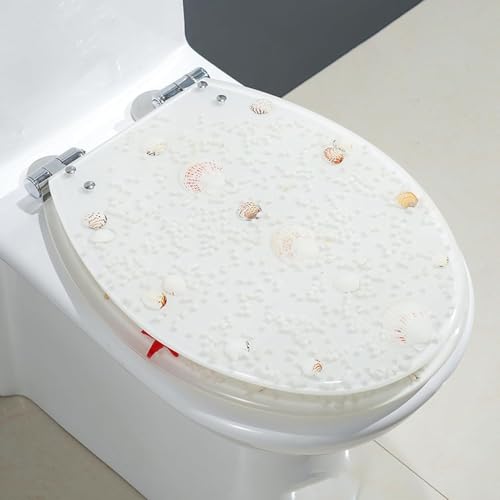 Ocean Series WC-Sitz aus Kunstharz mit Absenkautomatik, transparenter Toilettensitz mit langsamem Schließscharnier und Schnellentriegelungsmechanismus (Stil O) von LMYFGHRD