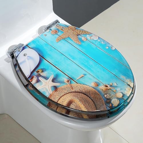 Ocean Series WC-Sitz aus Kunstharz mit Absenkautomatik, transparenter Toilettensitz mit langsamem Schließscharnier und Schnellentriegelungsmechanismus (Stil R) von LMYFGHRD