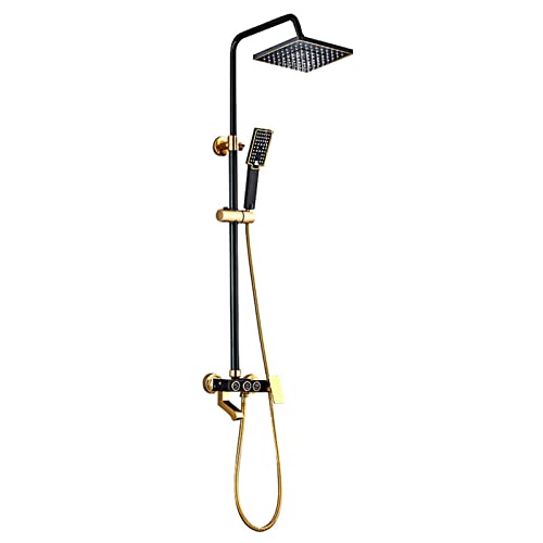 Regenduschkopf mit Handbrause, 20,3 cm, Wandmontage, auslaufsicher, Hochdruck-Duschköpfe (schwarz) von LMYFGHRD