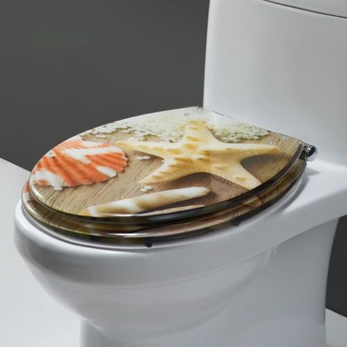 Transparenter Toilettensitz aus Kunstharz, bequemer Standard-Klositz für Familienbadezimmer, leicht zu reinigen und zu installieren (Stil J) von LMYFGHRD