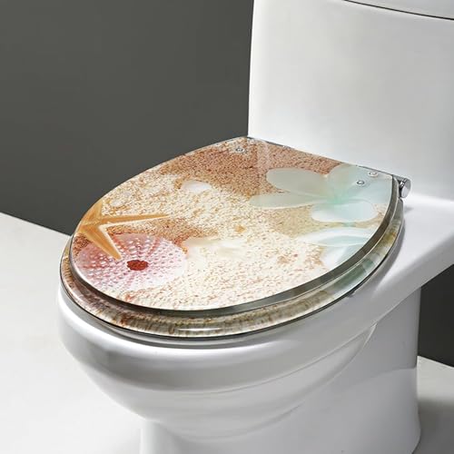 Transparenter WC-Sitz aus Kunstharz, bequemer Standard-Klositz für Familienbadezimmer, leicht zu reinigen und zu installieren (Stil F) von LMYFGHRD