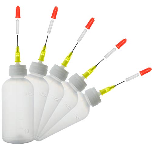 5 Stück Nadelflaschen 50ml, Applikatorflasche mit Dosiernadeln und Kappen für DIY Craft Nachfüllkleber von LMYKH