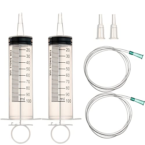100ml Großer Spritze mit Schlauch für wissenschaftliche Labore, Gartenbewässerung, Industrie (2, 100ml) von LMYKH