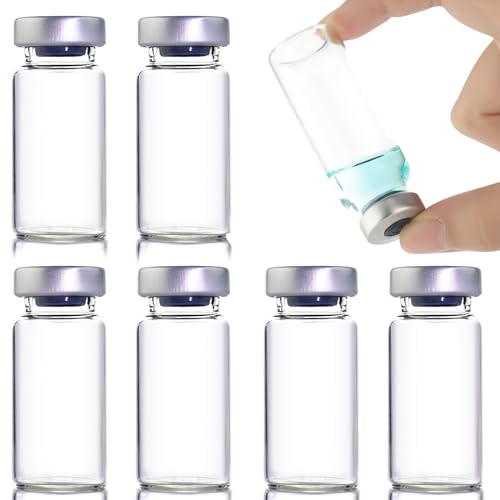 LMYKH 10er Pack 20ml Versiegelte Probenfläschchen, Headspace-Fläschchen mit klarem Boden, Transparente Glasfläschchen mit Selbstheilender Injektionsöffnung von LMYKH