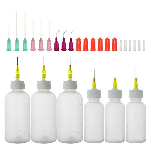 Nadelflaschen 30/50ml, Präzisionsspitzen-Applikator-Flaschen mit 15 Stück Dosiernadeln und 12 Stück Kappen für DIY Craft Nachfüllkleber Nadelflaschen 30/50ml, Präzisionsspitzen-Applikator-Flaschen mit 15 Stück Dosiernadeln und 12 Stück Kappen für DIY Craft Nachfüllkleber von LMYKH