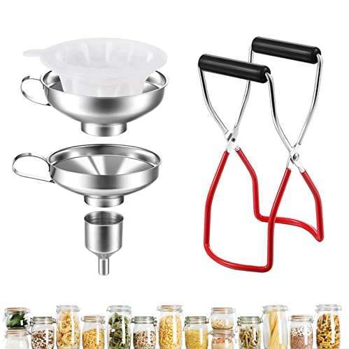 Trichter edelstahl, küche Marmeladentrichter, mit einmachgläser Heber und 300 Mesh Filter zum Umfüllen von Gewürzen, Flüssigkeiten, Bohnen, Konfitüre von LMYKH