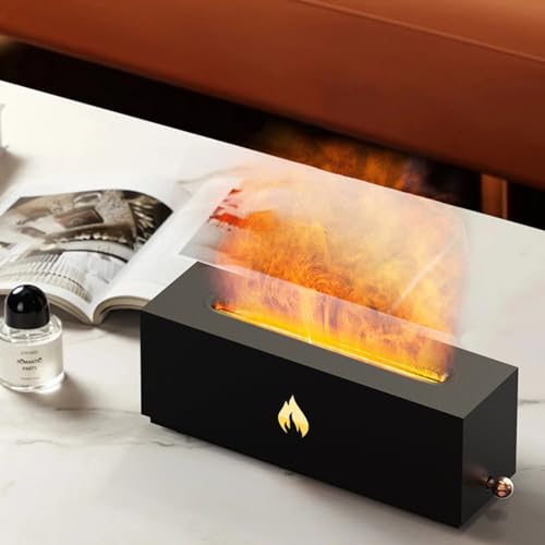 Flamme Aroma Diffusor Luftbefeuchter, 320 ml Tragbarer Aromatherapie Nebel Luftbefeuchter mit 7 Flammen Farbe Nachtlicht Diffusor von LMYSUFI