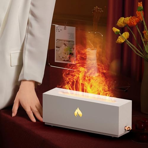 Flamme Aroma Diffusor Luftbefeuchter, 320 ml Tragbarer Aromatherapie Nebel Luftbefeuchter mit 7 Flammen Farbe Nachtlicht Diffusor von LMYSUFI