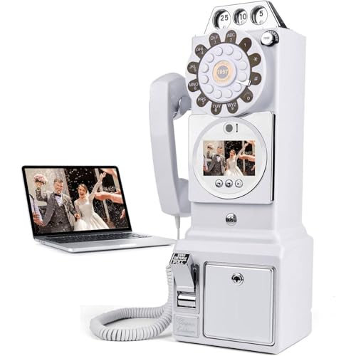 Audio Video Gästebuch Telefon Hochzeit Gast Check-In Video Nachricht Telefon Party Freund Segen Stimme Video Nachricht Speicher,White von LMYYDES
