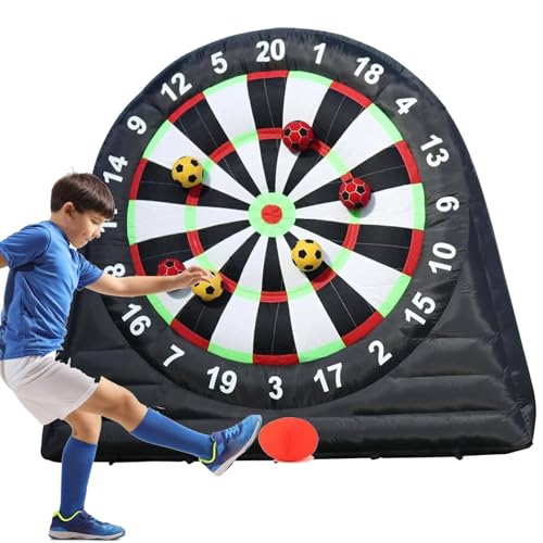 LMYYDES 10 Fuß aufblasbares Fußball-Dartboard für Erwachsene, Familie und Kinder, riesige aufblasbare Fußballspiele für draußen mit 8 klebrigen Fußballgebläsen von LMYYDES