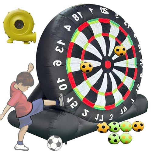 LMYYDES 10ft Aufblasbare Fußball-Dartscheibe für Erwachsene/Riesen-Fußballspiel mit 8 Fußballgebläsen für Camping-Events und Fußballpartys und 370-W-Gebläse, 3,6 x 3 x 2,1 m von LMYYDES