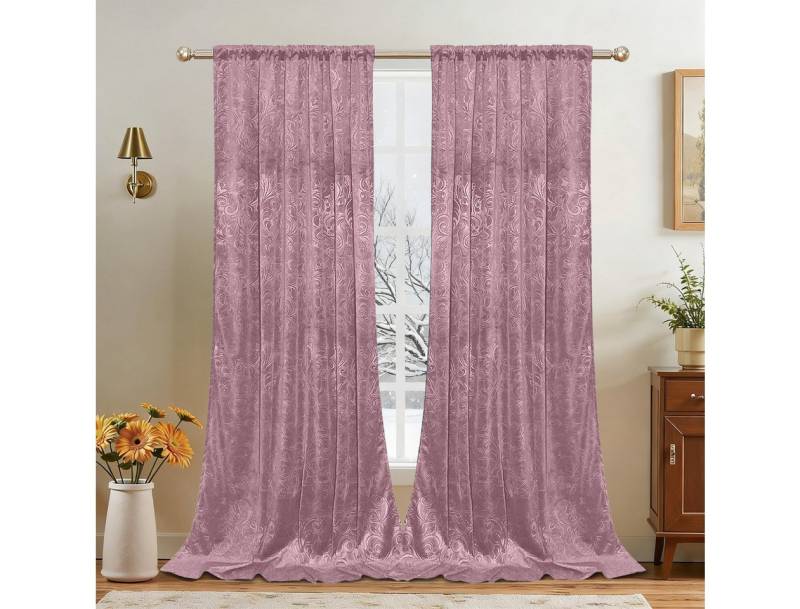 LMaxhome Gardine Samt Zerkleinert Velvet Vorhang Verdunkelnd Verdickt Winter Gardinen, Floral Gequetscht, 290g/, Blickdicht für Schlafzimmer Wohnzimmer LMaxhome Gardine Samt Zerkleinert Velvet Vorhang Verdunkelnd Verdickt Winter Gardinen, Floral Gequetscht, 290g/, Blickdicht für Schlafzimmer Wohnzimmer von LMaxhome