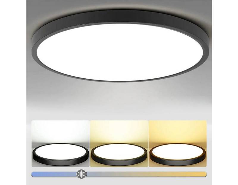 LMaxhome LED Deckenleuchte 28W Rund Panel Deckenlampe Flach Modern Dünn Schwarz für Treppe Garage, 2 St., Ø23/30/40/50CM, 1St./2St., 3000K/4500K/5000K Dimmbar Wohnzimmer Küchen von LMaxhome