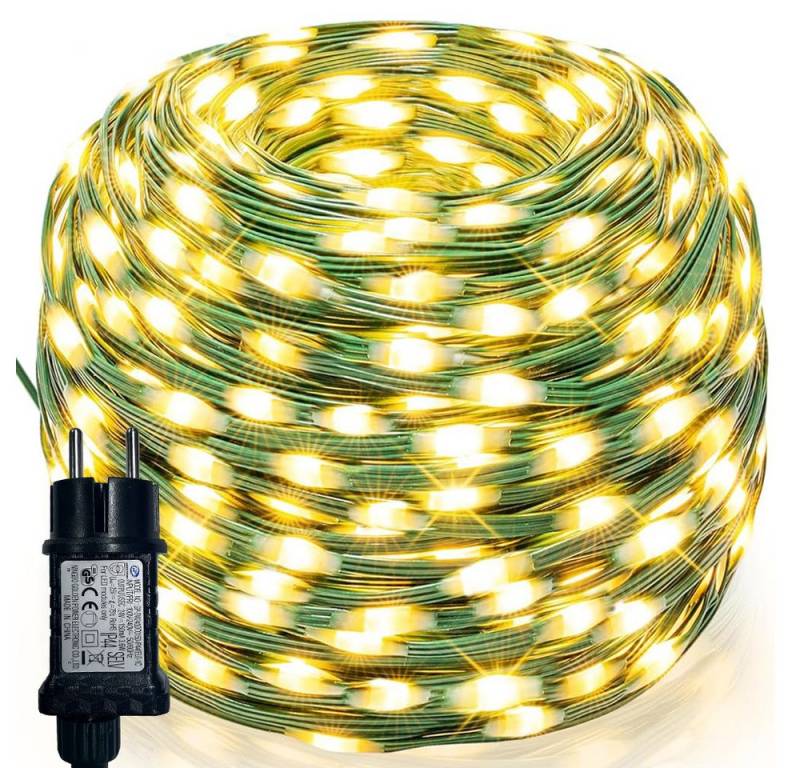 LMaxhome LED-Lichterkette 10M-100M Außen Lichterketten Wasserdicht Beleuchtung Deko Weihnachten, mit 8 Modi, Speicherfunktion, 100~800-flammig, Grünes Kabel für Garten von LMaxhome