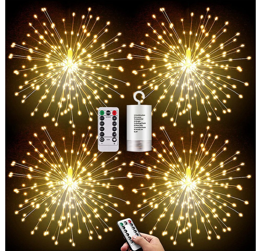 LMaxhome LED-Lichterkette Feuerwerk Wasserdicht Weihnachtsbeleuchtung mit Fernbedienung, Timer, (2/4St) 8 Modi Fenster Weihnachtslichter für Innen Aussen Garten Deko von LMaxhome