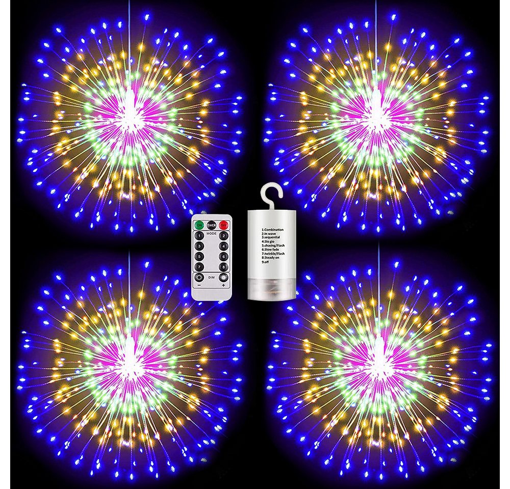 LMaxhome LED-Lichterkette Feuerwerk Wasserdicht Weihnachtsbeleuchtung mit Fernbedienung, Timer, (2/4St) 8 Modi Fenster Weihnachtslichter für Innen Aussen Garten Deko von LMaxhome