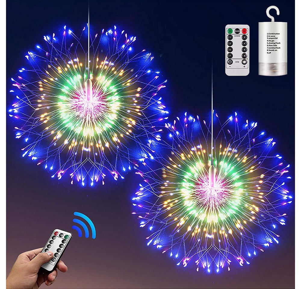 LMaxhome LED-Lichterkette Feuerwerk Wasserdicht Weihnachtsbeleuchtung mit Fernbedienung, Timer, (2/4St) 8 Modi Fenster Weihnachtslichter für Innen Aussen Garten Deko von LMaxhome