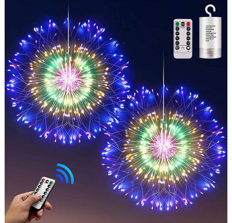 LMaxhome LED-Lichterkette Feuerwerk Wasserdicht Weihnachtsbeleuchtung mit Fernbedienung, Timer, (2/4St) 8 Modi Fenster Weihnachtslichter für Innen Aussen Garten Deko von LMaxhome