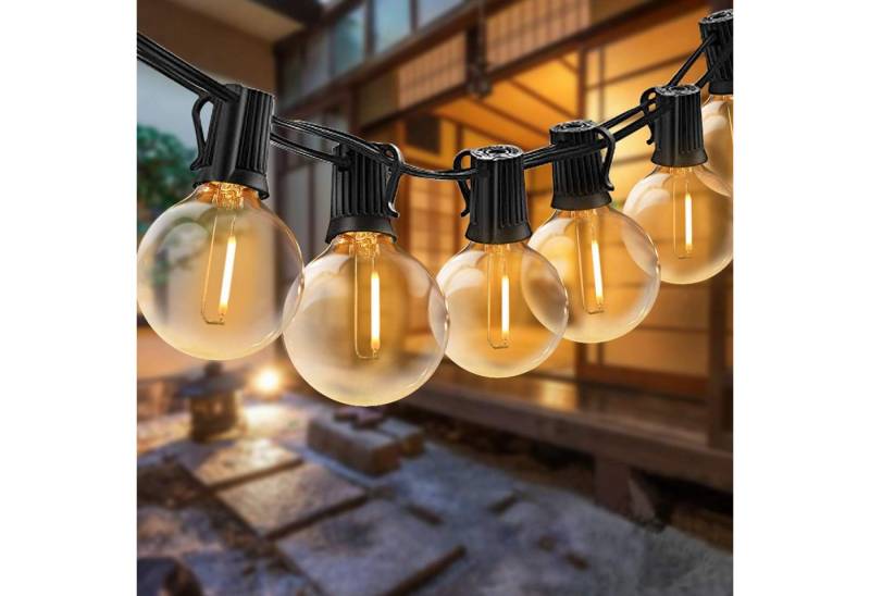 LMaxhome LED-Lichterkette G40Glühbirnen Gartenleuchte Außen Biergartenkette Terrasse Innen Party, 10/25/30/50 Steckdosen 15M IP44 Wasserdicht Warmweiß Balkon Hinterhof von LMaxhome