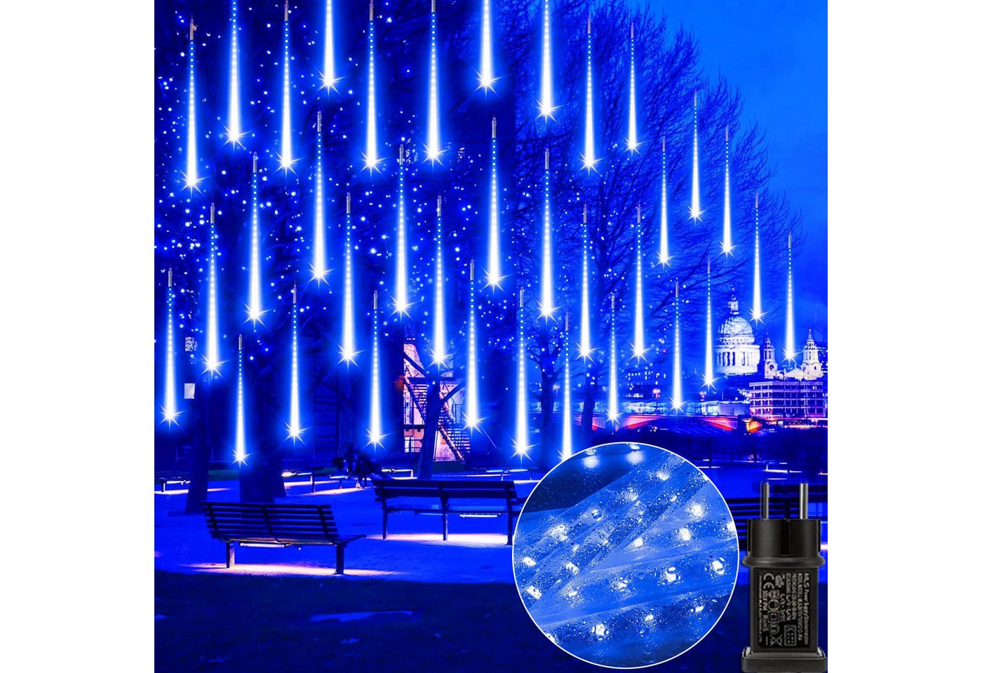 LMaxhome LED-Lichterkette Röhre Regenlichterkette Meteorschauer Weihnachtsdeko Wasserdicht Außen, 1/2/3/4 St Icicle Fallende 8 Röhren Lichterkette,5M Verlängerungskabel LMaxhome LED-Lichterkette Röhre Regenlichterkette Meteorschauer Weihnachtsdeko Wasserdicht Außen, 1/2/3/4 St Icicle Fallende 8 Röhren Lichterkette,5M Verlängerungskabel von LMaxhome