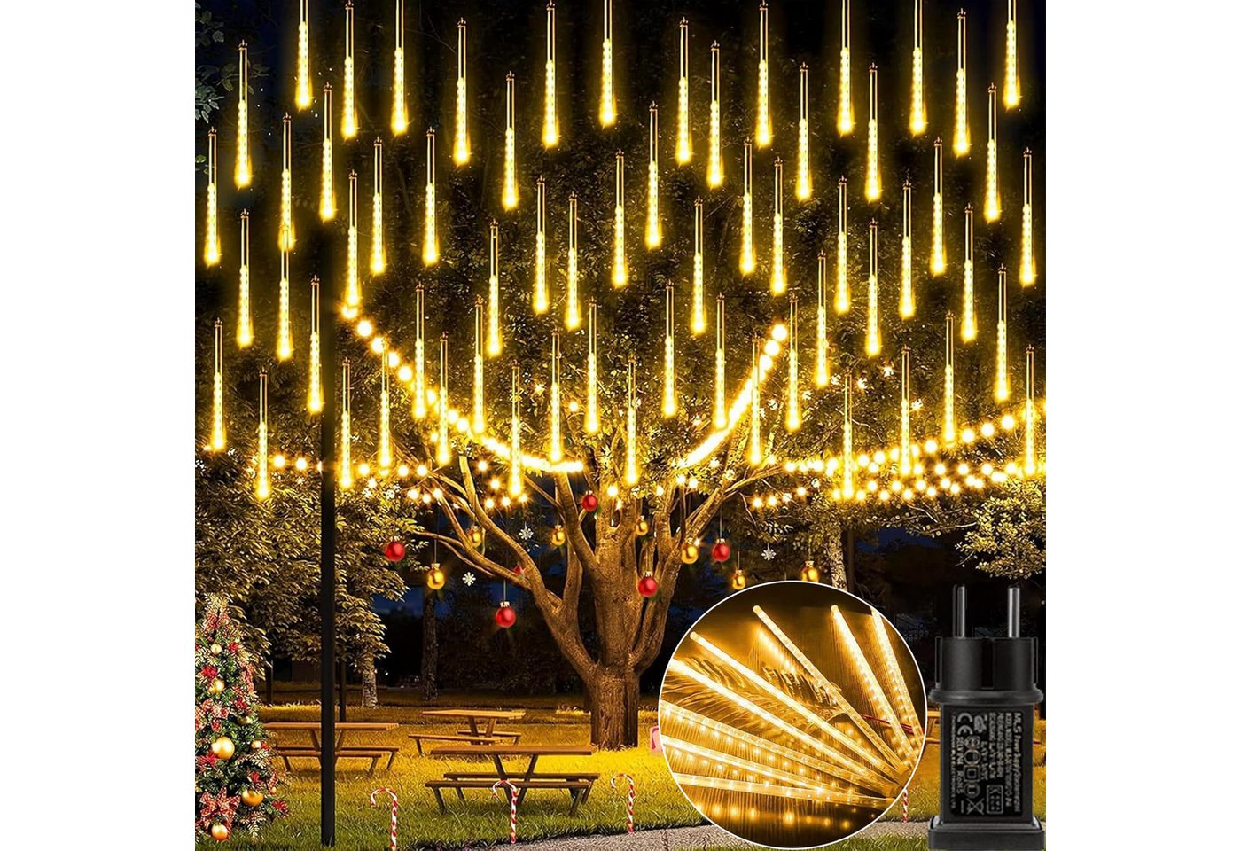 LMaxhome LED-Lichterkette Röhre Regenlichterkette Meteorschauer Weihnachtsdeko Wasserdicht Außen, 1/2/3/4 St Icicle Fallende 8 Röhren Lichterkette,5M Verlängerungskabel LMaxhome LED-Lichterkette Röhre Regenlichterkette Meteorschauer Weihnachtsdeko Wasserdicht Außen, 1/2/3/4 St Icicle Fallende 8 Röhren Lichterkette,5M Verlängerungskabel von LMaxhome