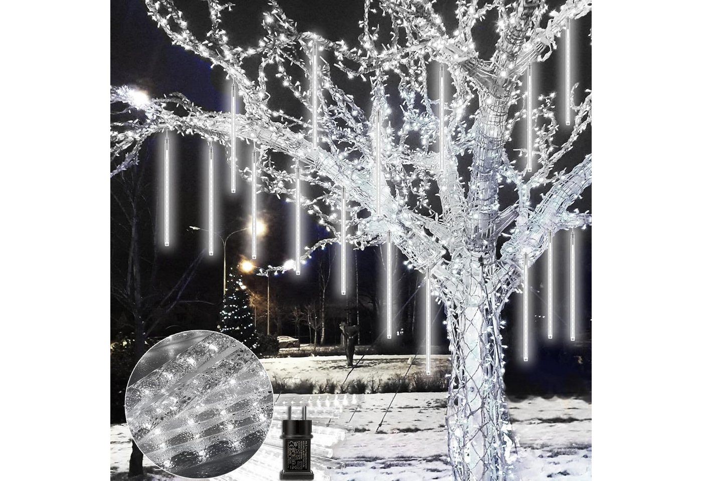 LMaxhome LED-Lichterkette Röhre Regenlichterkette Meteorschauer Weihnachtsdeko Wasserdicht Außen, 1/2/3/4 St Icicle Fallende 8 Röhren Lichterkette,5M Verlängerungskabel LMaxhome LED-Lichterkette Röhre Regenlichterkette Meteorschauer Weihnachtsdeko Wasserdicht Außen, 1/2/3/4 St Icicle Fallende 8 Röhren Lichterkette,5M Verlängerungskabel von LMaxhome