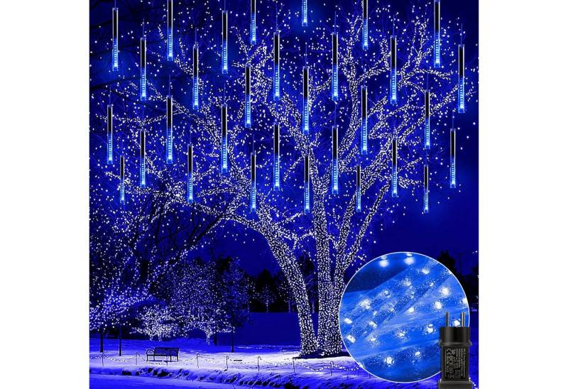 LMaxhome LED-Lichterkette Röhre Regenlichterkette Meteorschauer Weihnachtsdeko Wasserdicht Außen, 1/2/3/4 St Icicle Fallende 8 Röhren Lichterkette+5M Verlängerungskabel von LMaxhome