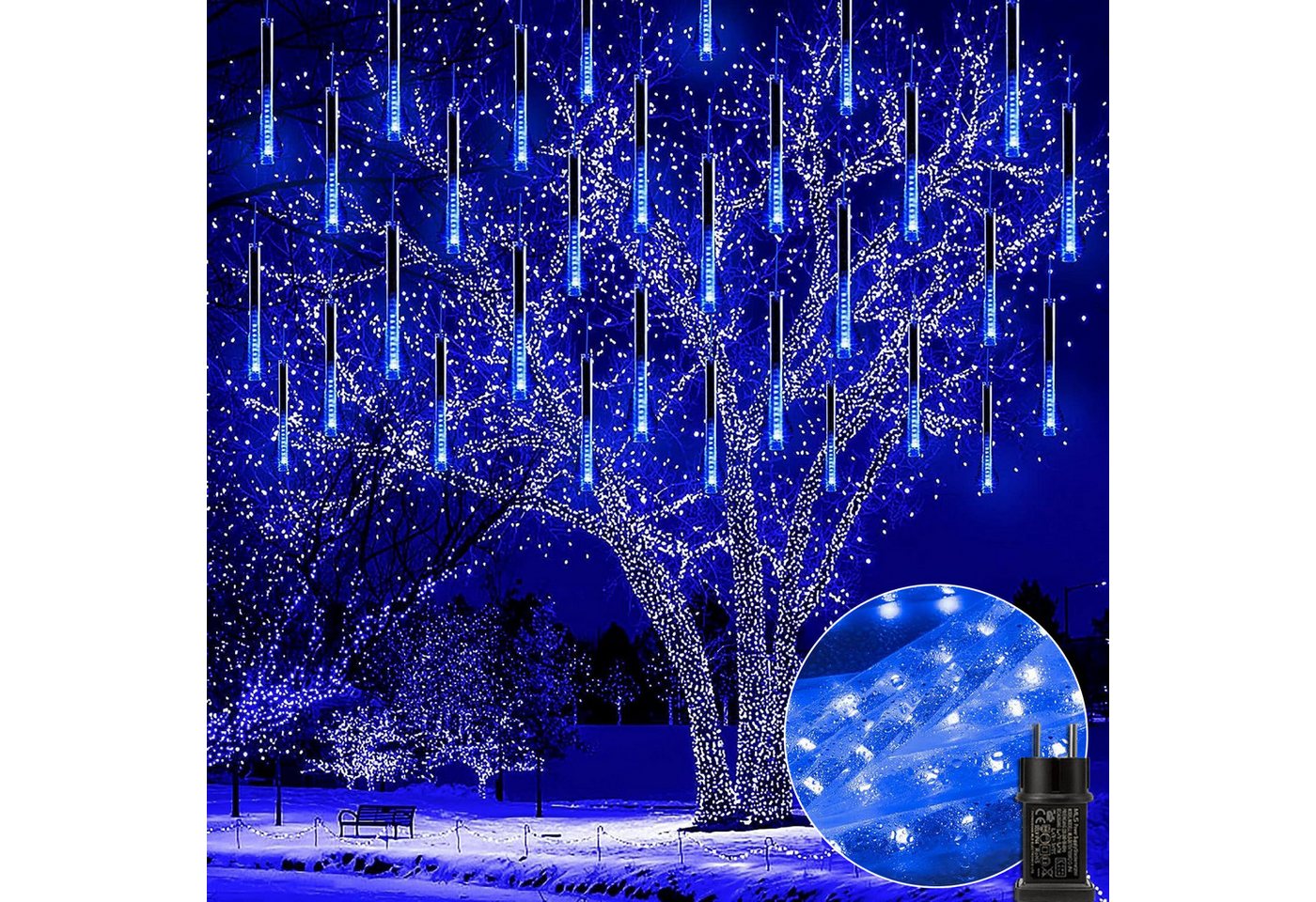 LMaxhome LED-Lichterkette Röhre Regenlichterkette Meteorschauer Weihnachtsdeko Wasserdicht Außen, 1/2/3/4 St Icicle Fallende 8 Röhren Lichterkette,5M Verlängerungskabel LMaxhome LED-Lichterkette Röhre Regenlichterkette Meteorschauer Weihnachtsdeko Wasserdicht Außen, 1/2/3/4 St Icicle Fallende 8 Röhren Lichterkette,5M Verlängerungskabel von LMaxhome