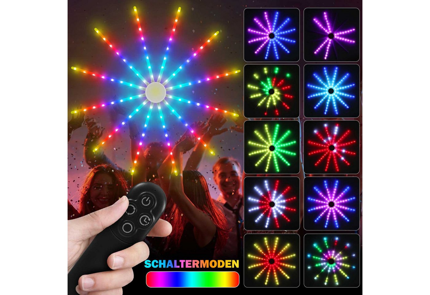 LMaxhome LED-Lichterkette Smart Feuerwerk Licht RGB Wand Hängende Party Weihnachtsdeko Streifen, 96LEDs 18 Modi Drahtlose Wasserdicht mit Fernbedienung Timer USB Lampe LMaxhome LED-Lichterkette Smart Feuerwerk Licht RGB Wand Hängende Party Weihnachtsdeko Streifen, 96LEDs 18 Modi Drahtlose Wasserdicht mit Fernbedienung Timer USB Lampe von LMaxhome