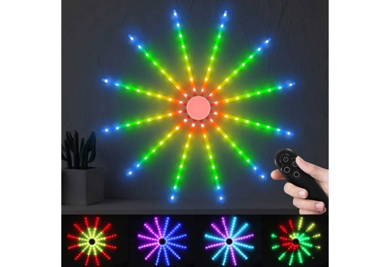 LMaxhome LED-Lichterkette Smart Feuerwerk Licht RGB Wand Hängende Party Weihnachtsdeko Streifen, 96LEDs 18 Modi Drahtlose Wasserdicht mit Fernbedienung Timer USB Lampe von LMaxhome