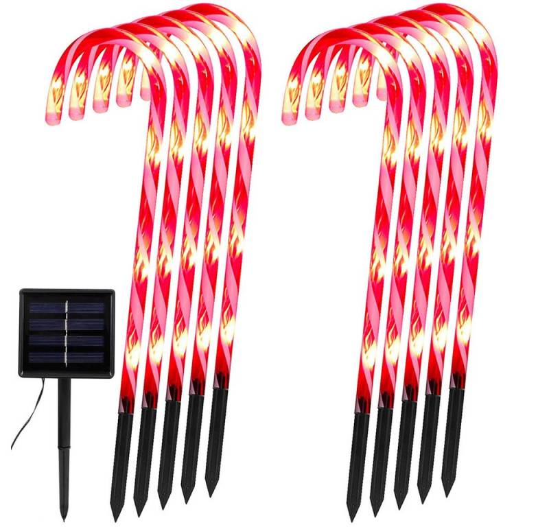 LMaxhome LED-Lichterkette Solar Weihnachten Zuckerstangen Lichter Gartenleuchte Deko, (4/5/8/10 Stück) 8 Modi Weihnachts Baum Beleuchtung Garten Party Außen von LMaxhome