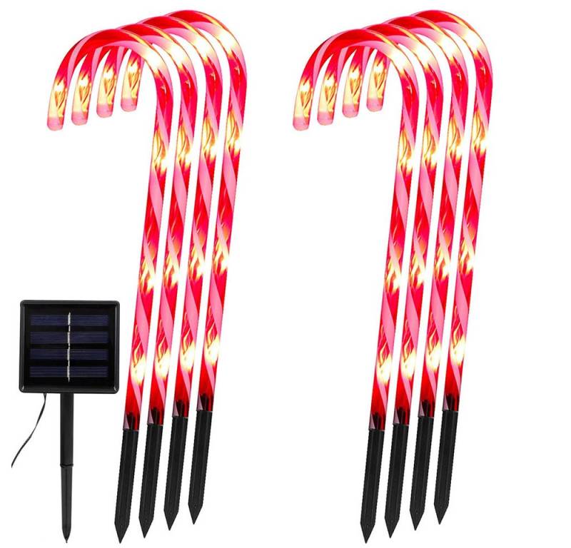 LMaxhome LED-Lichterkette Solar Weihnachten Zuckerstangen Lichter Gartenleuchte Deko, (4/5/8/10 Stück) 8 Modi Weihnachts Baum Beleuchtung Garten Party Außen von LMaxhome