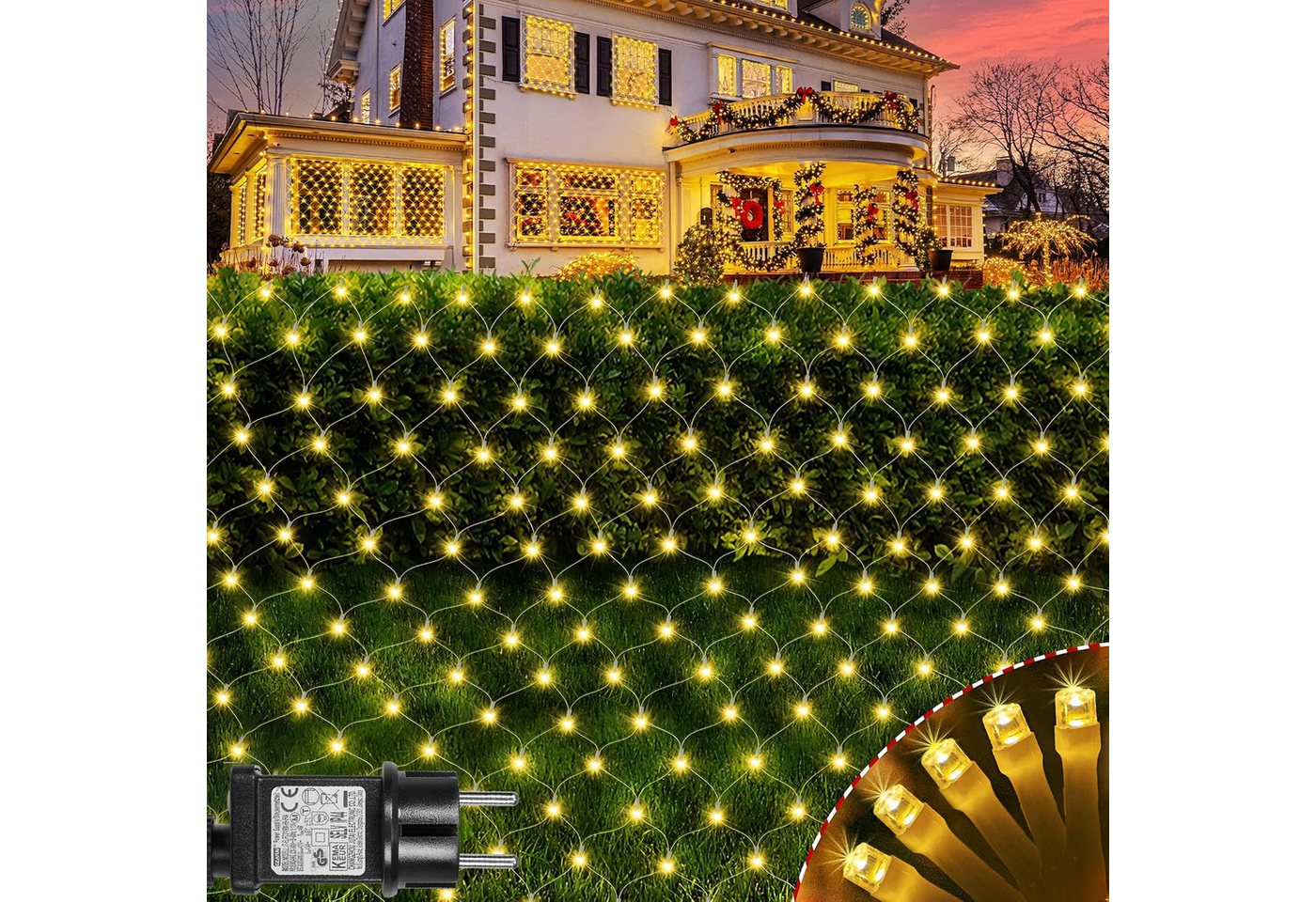 LMaxhome LED-Lichternetz Lichterkette Lichtervorhang Weihnachts Deko für Büsche Garten Zäune, 144-flammig, Mesh Lichterkette Netz mit 8 Modi Timer, 1,5x1,5m/2x2m/3x2m/6x4m LMaxhome LED-Lichternetz Lichterkette Lichtervorhang Weihnachts Deko für Büsche Garten Zäune, 144-flammig, Mesh Lichterkette Netz mit 8 Modi Timer, 1,5x1,5m/2x2m/3x2m/6x4m von LMaxhome