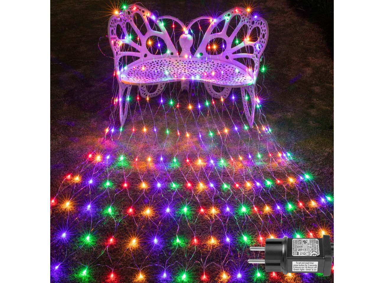 LMaxhome LED-Lichternetz Lichterkette Lichtervorhang Weihnachts Deko für Büsche Garten Zäune, 144-flammig, Mesh Lichterkette Netz mit 8 Modi Timer, 1,5x1,5m/2x2m/3x2m/6x4m LMaxhome LED-Lichternetz Lichterkette Lichtervorhang Weihnachts Deko für Büsche Garten Zäune, 144-flammig, Mesh Lichterkette Netz mit 8 Modi Timer, 1,5x1,5m/2x2m/3x2m/6x4m von LMaxhome