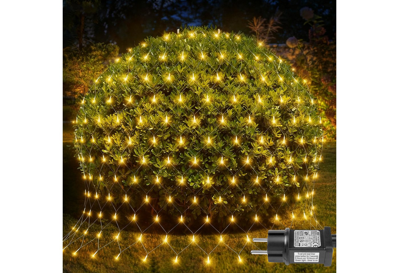 LMaxhome LED-Lichternetz Lichterkette Lichtervorhang Weihnachts Deko für Büsche Garten Zäune, 200-flammig, Mesh Lichterkette Netz mit 8 Modi Timer, 1,5x1,5m/2x2m/3x2m/6x4m LMaxhome LED-Lichternetz Lichterkette Lichtervorhang Weihnachts Deko für Büsche Garten Zäune, 200-flammig, Mesh Lichterkette Netz mit 8 Modi Timer, 1,5x1,5m/2x2m/3x2m/6x4m von LMaxhome