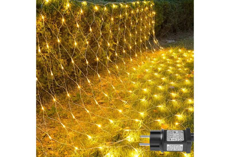 LMaxhome LED-Lichternetz Lichterkette Lichtervorhang Weihnachts Deko für Büsche Garten Zäune, 200-flammig, Mesh Lichterkette Netz mit 8 Modi Timer, 1,5x1,5m/2x2m/3x2m/6x4m von LMaxhome
