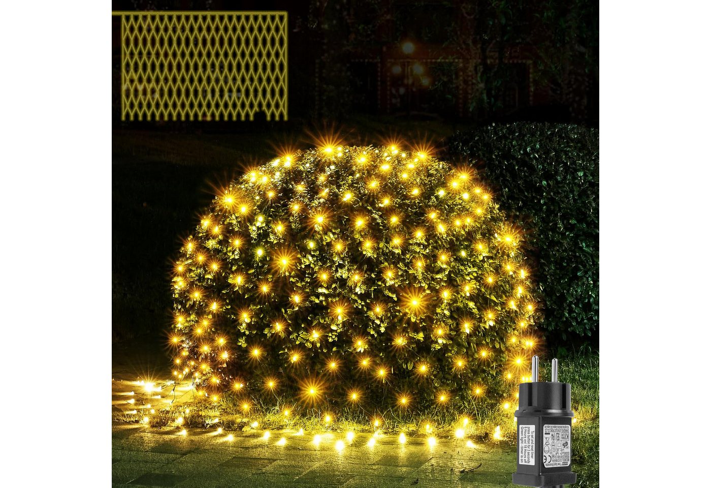 LMaxhome LED-Lichternetz Lichterkette Lichtervorhang Weihnachts Deko für Büsche Garten Zäune, 660-flammig, Mesh Lichterkette Netz mit 8 Modi Timer, 1,5x1,5m/2x2m/3x2m/6x4m LMaxhome LED-Lichternetz Lichterkette Lichtervorhang Weihnachts Deko für Büsche Garten Zäune, 660-flammig, Mesh Lichterkette Netz mit 8 Modi Timer, 1,5x1,5m/2x2m/3x2m/6x4m von LMaxhome