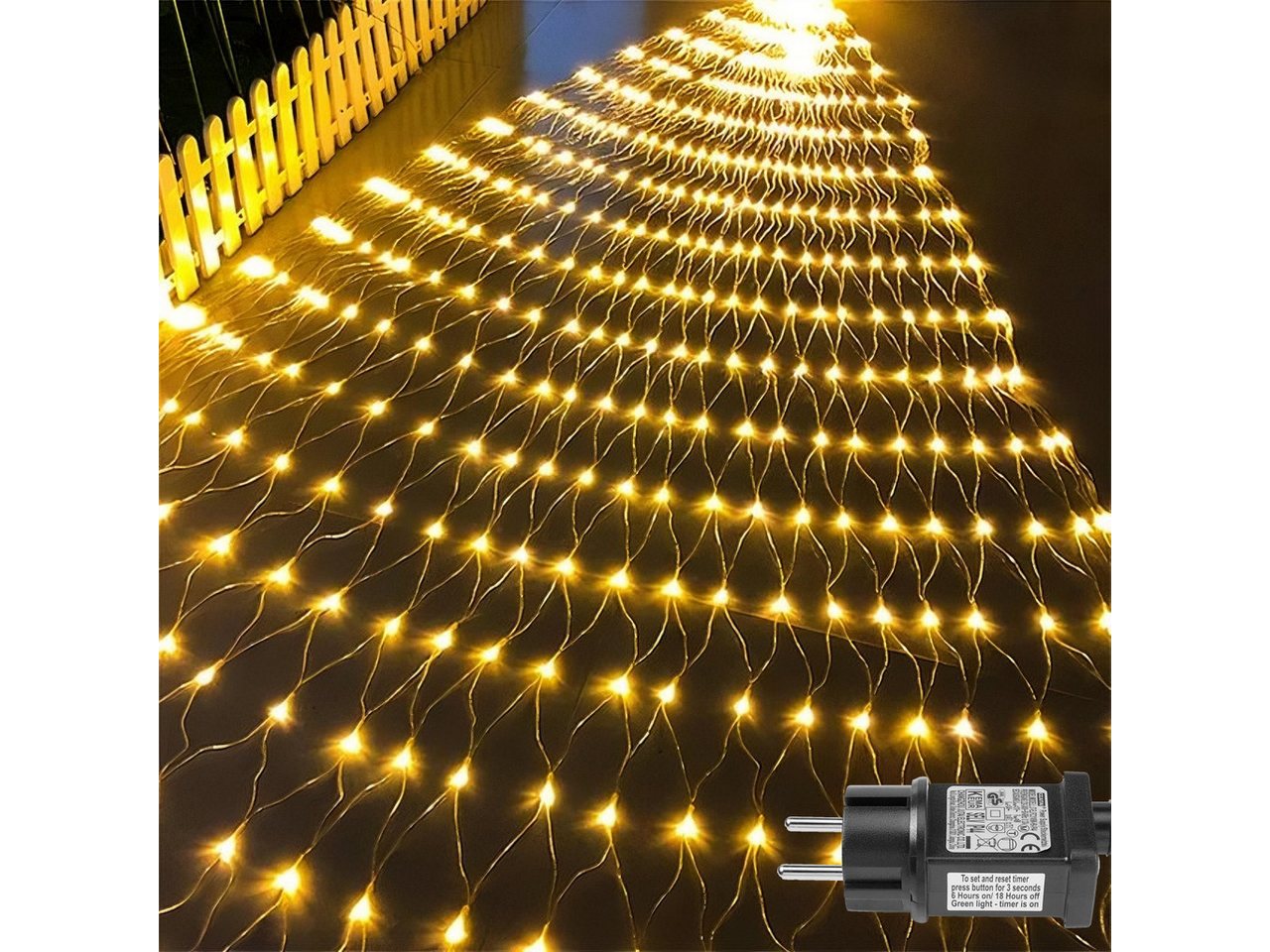 LMaxhome LED-Lichternetz Lichterkette Lichtervorhang Weihnachts Deko für Büsche Garten Zäune, 660-flammig, Mesh Lichterkette Netz mit 8 Modi Timer, 1,5x1,5m/2x2m/3x2m/6x4m LMaxhome LED-Lichternetz Lichterkette Lichtervorhang Weihnachts Deko für Büsche Garten Zäune, 660-flammig, Mesh Lichterkette Netz mit 8 Modi Timer, 1,5x1,5m/2x2m/3x2m/6x4m von LMaxhome