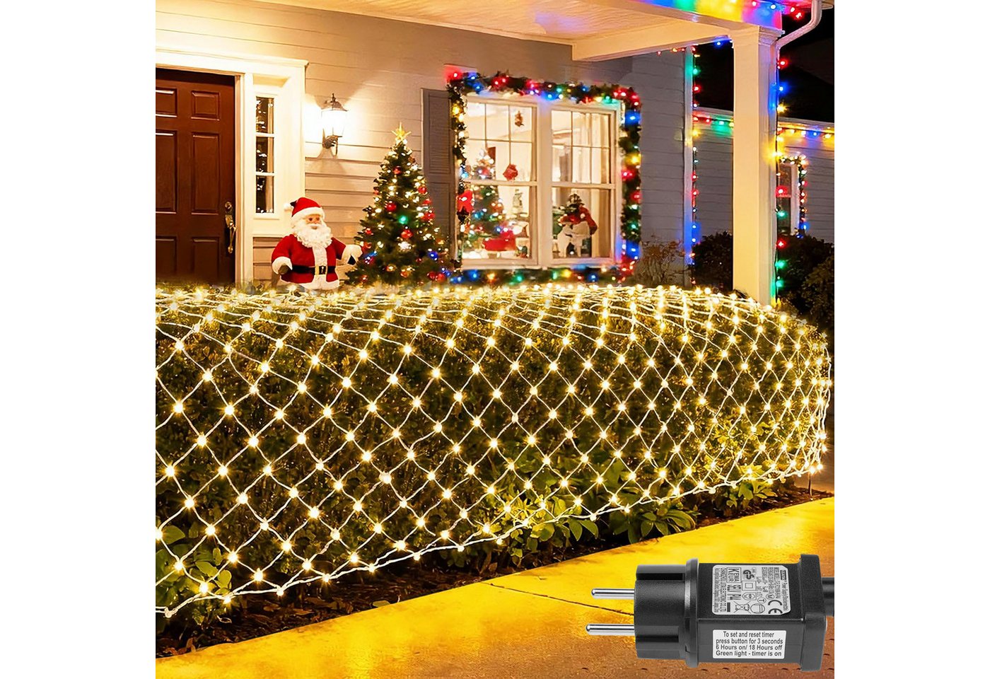 LMaxhome LED-Lichternetz Lichterkette Lichtervorhang Weihnachts Deko für Büsche Garten Zäune, 96-flammig, Mesh Lichterkette Netz mit 8 Modi Timer, 1,5x1,5m/2x2m/3x2m/6x4m LMaxhome LED-Lichternetz Lichterkette Lichtervorhang Weihnachts Deko für Büsche Garten Zäune, 96-flammig, Mesh Lichterkette Netz mit 8 Modi Timer, 1,5x1,5m/2x2m/3x2m/6x4m von LMaxhome