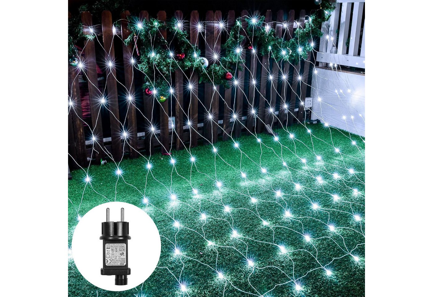 LMaxhome LED-Lichternetz Lichterkette Lichtervorhang Weihnachts Deko für Büsche Garten Zäune, 96-flammig, Mesh Lichterkette Netz mit 8 Modi Timer, 1,5x1,5m/2x2m/3x2m/6x4m LMaxhome LED-Lichternetz Lichterkette Lichtervorhang Weihnachts Deko für Büsche Garten Zäune, 96-flammig, Mesh Lichterkette Netz mit 8 Modi Timer, 1,5x1,5m/2x2m/3x2m/6x4m von LMaxhome