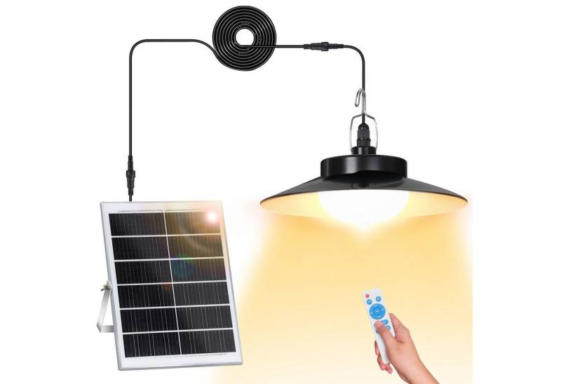 LMaxhome LED Solarleuchte Hängelampen Solar Deckenleuchte Outdoor, 5 Modi mit Fernbedienung IP65, Trennbar - 1 Lampe (Neu verbessert), LED fest integriert, Warmweiß/Kaltweiß Wahlbar, mit Bewegungsmelder und 5m Kabel, Solarlampe für Garten, Terrasse von LMaxhome