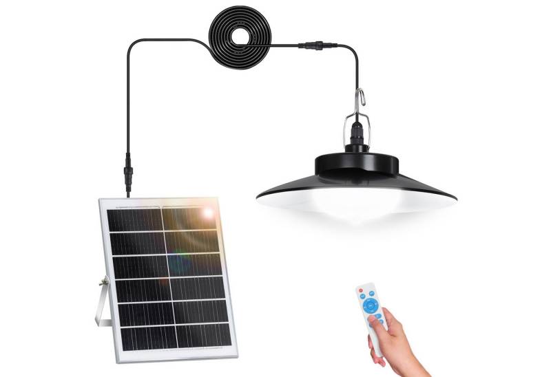 LMaxhome LED Solarleuchte Hängelampen Solar Deckenleuchte Outdoor, 5 Modi mit Fernbedienung IP65, Trennbar - 1 Lampe (Neu verbessert), LED fest integriert, Warmweiß/Kaltweiß Wahlbar, mit Bewegungsmelder und 5m Kabel, Solarlampe für Garten, Terrasse von LMaxhome