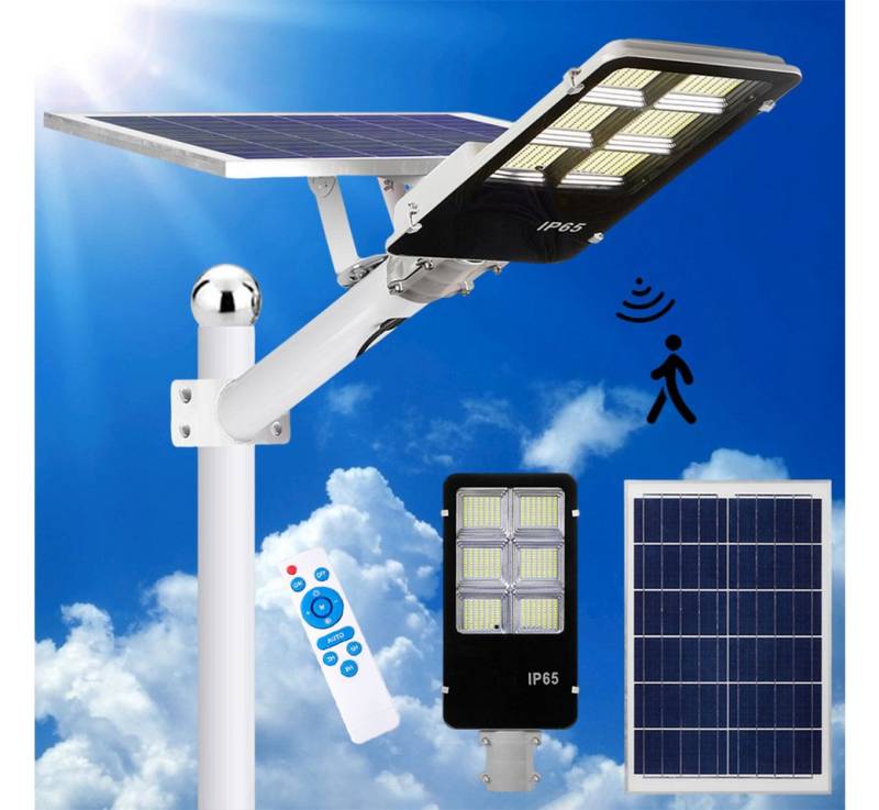 LMaxhome LED Solarleuchte Straßenlaterne Tageslichtweiß mit Fernbedienung Wasserdicht für Garten, 462 LEDs, LED fest integriert, 6500K 805LEDs Solarlampen LED fest integriert 20/25W Wandleuchte Außen von LMaxhome