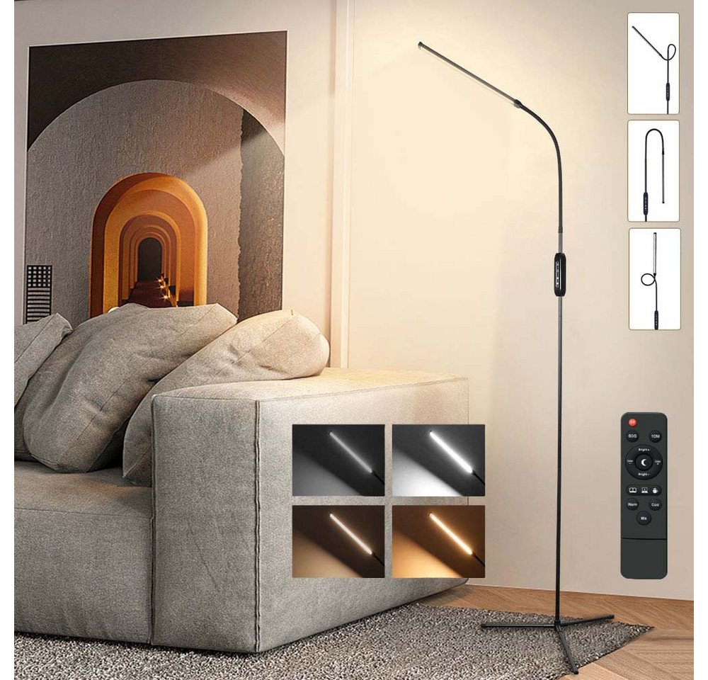 LMaxhome LED Stehlampe Stehleuchte Dimmbar Leselampe Schwanenhals mit Fernbedienung/Timer 12W, 1200lm, CCT 2800K~6500K Farbtemperatur & Helligkeit Einstellbar Touch von LMaxhome