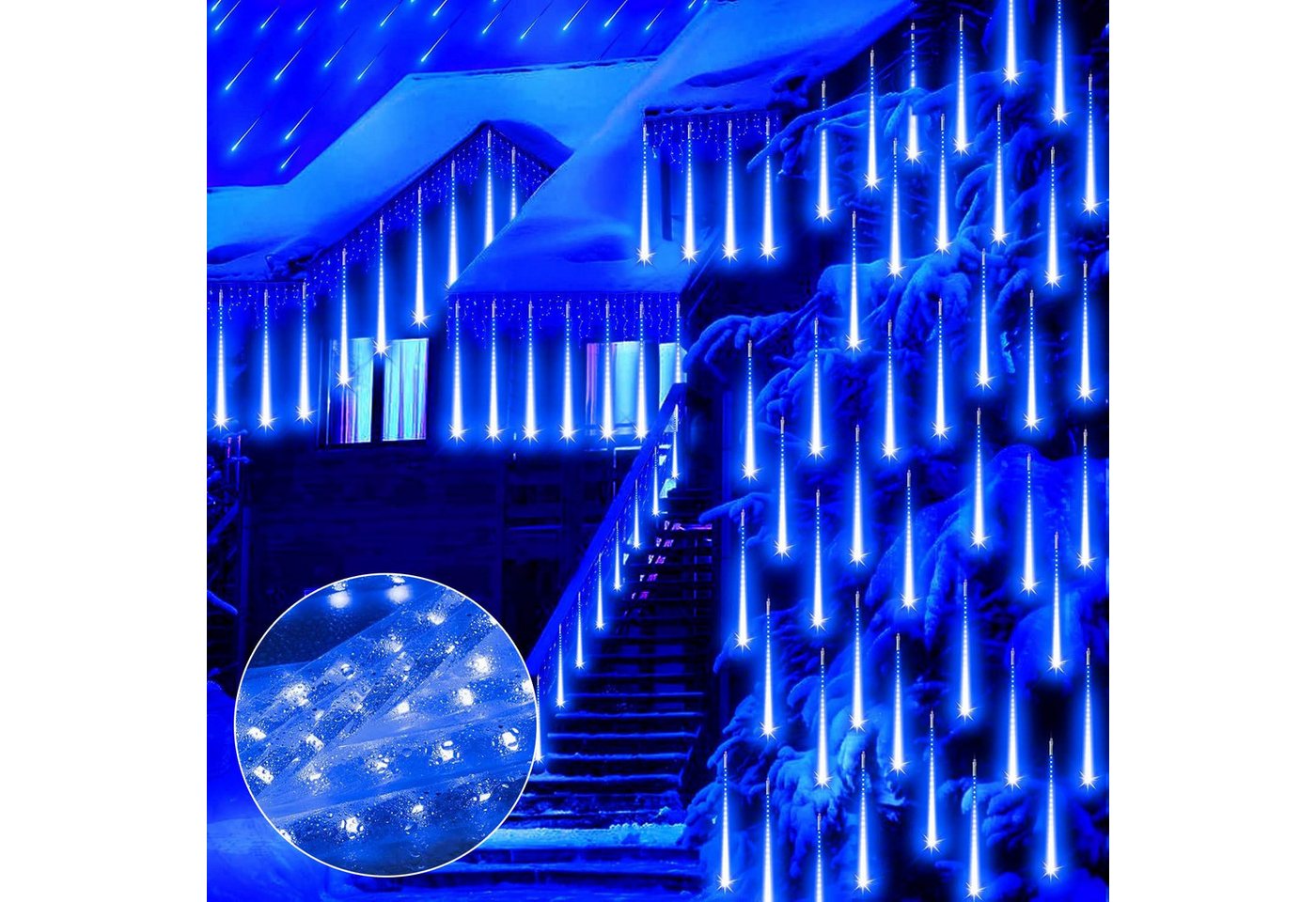 LMaxhome Lichterkette LED Weihnachtsdeko Meteorschauer Röhre Regenlichterkette Wasserdicht, 30/50CM Schlauch Außen Garten Party Weihnachtsbaum Icicle Lichterregen von LMaxhome
