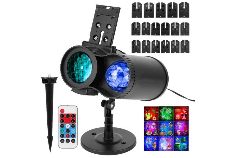 LMaxhome Projektionslampe LED Weihnachten Projektor Halloween Wasserdicht Laser Doppelköpfe Deko, 12 Muster 10 Modi Ocean Wave mit Fernbedienung, Timing für Außen Innen von LMaxhome
