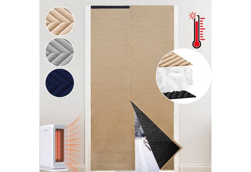 LMaxhome Türvorhang Gesteppte Thermo Türvorhänge Thermisch Isoliert Kälteschutz, 60x210cm, (2 St), Verstellbare Selbstklebend Wärmeschutz Magisches Klebeband von LMaxhome