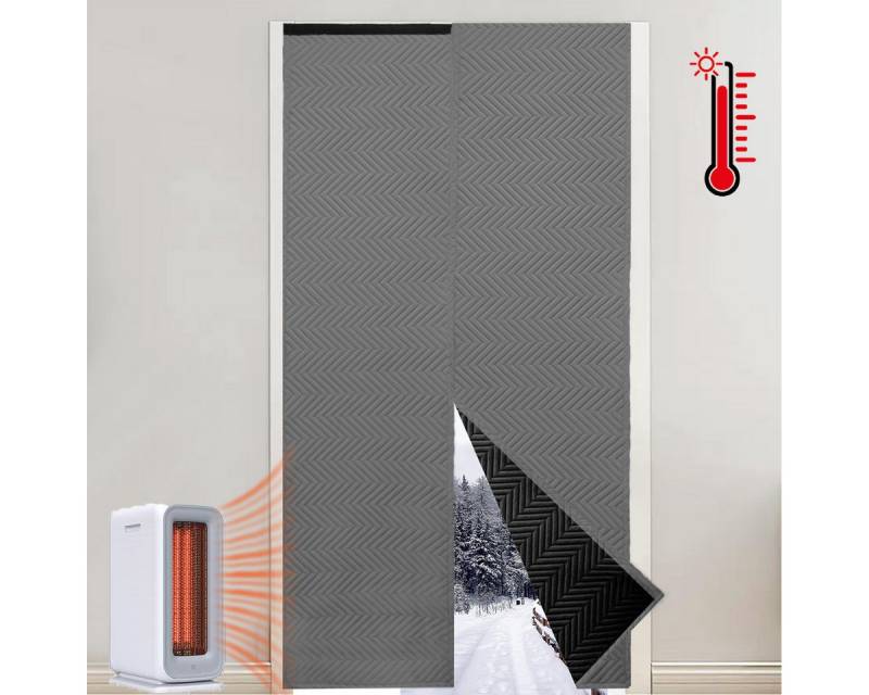 LMaxhome Türvorhang Gesteppte Thermo Türvorhänge Thermisch Isoliert Kälteschutz, 60x210cm, (2 St), Verstellbare Selbstklebend Wärmeschutz Magisches Klebeband von LMaxhome