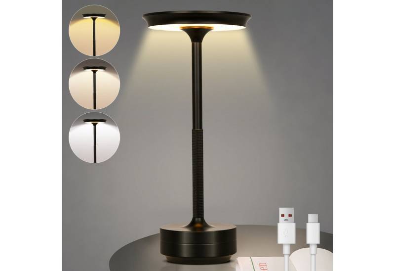 LMaxhome USB-Tischleuchte LED Wiederaufladbare Kabellose Akku Tischlampe mit Touch-Schalter IP54 (1-St., Intelligente LED-Leuchte mit Speicherfunktion), Wasserdichtes Aluminium Moderne Nachttischlampe für Schlafzimmer Außen von LMaxhome