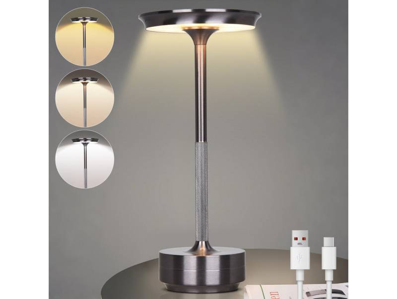 LMaxhome USB-Tischleuchte LED Wiederaufladbare Kabellose Akku Tischlampe mit Touch-Schalter IP54 (1-St., Intelligente LED-Leuchte mit Speicherfunktion), Wasserdichtes Aluminium Moderne Nachttischlampe für Schlafzimmer Außen von LMaxhome